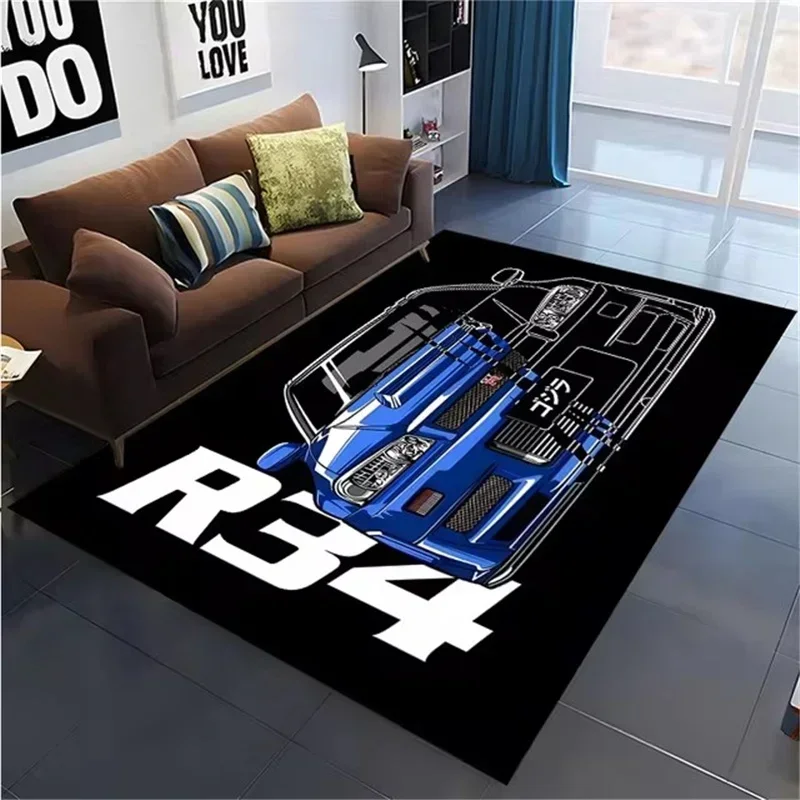 Lighting Mcqueen Bedroom Decor - Classical Racing Car Printed Carpet Area