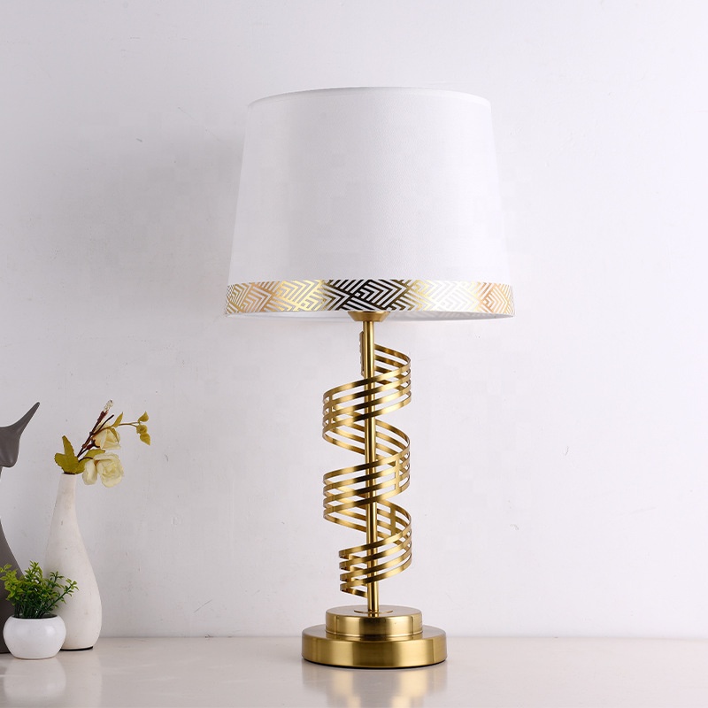 Geometric Lamp Shade - &c Gold Metal Spiral Base with