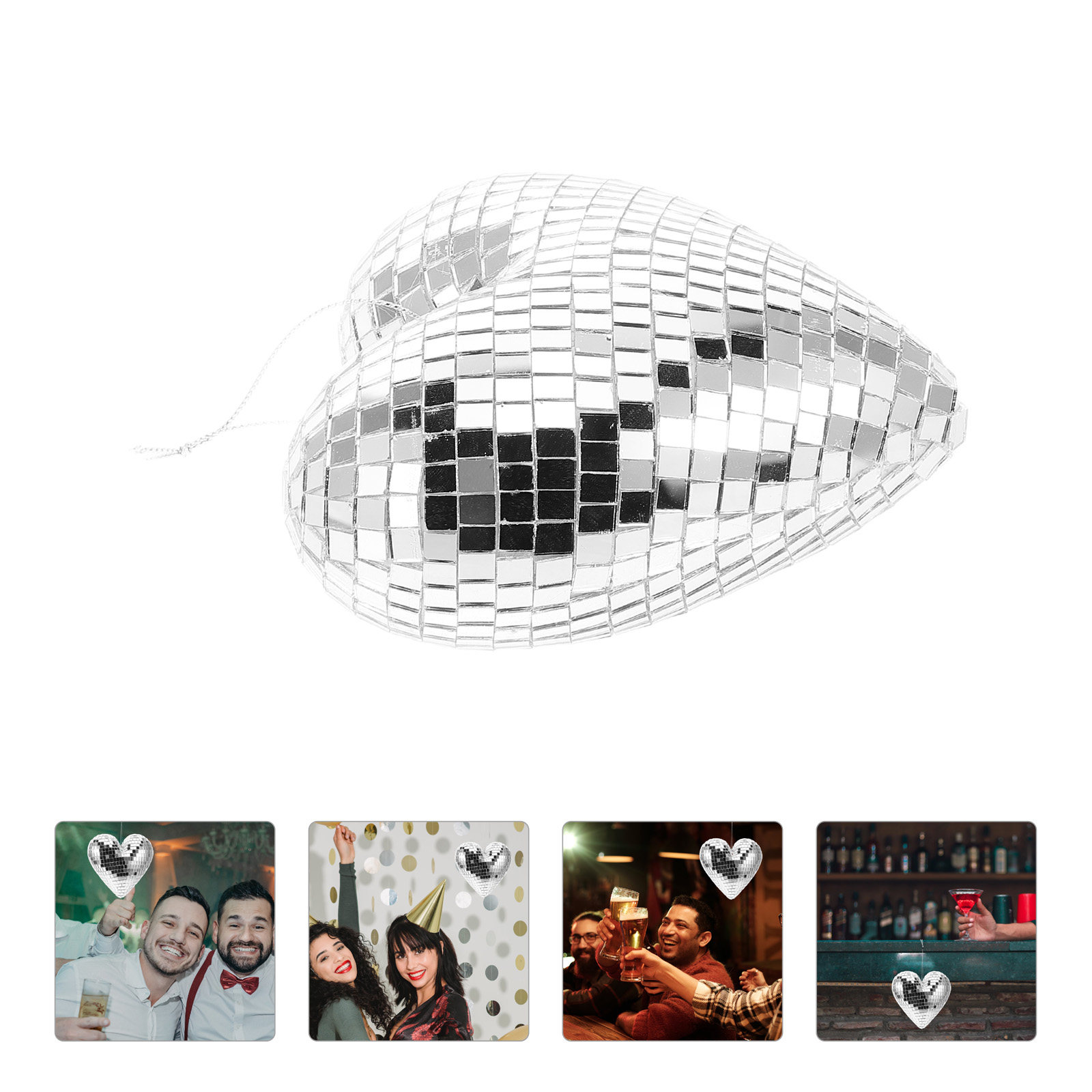 Disco Ball Mirror - Hanging Heart Mirror Ball Disco Ball