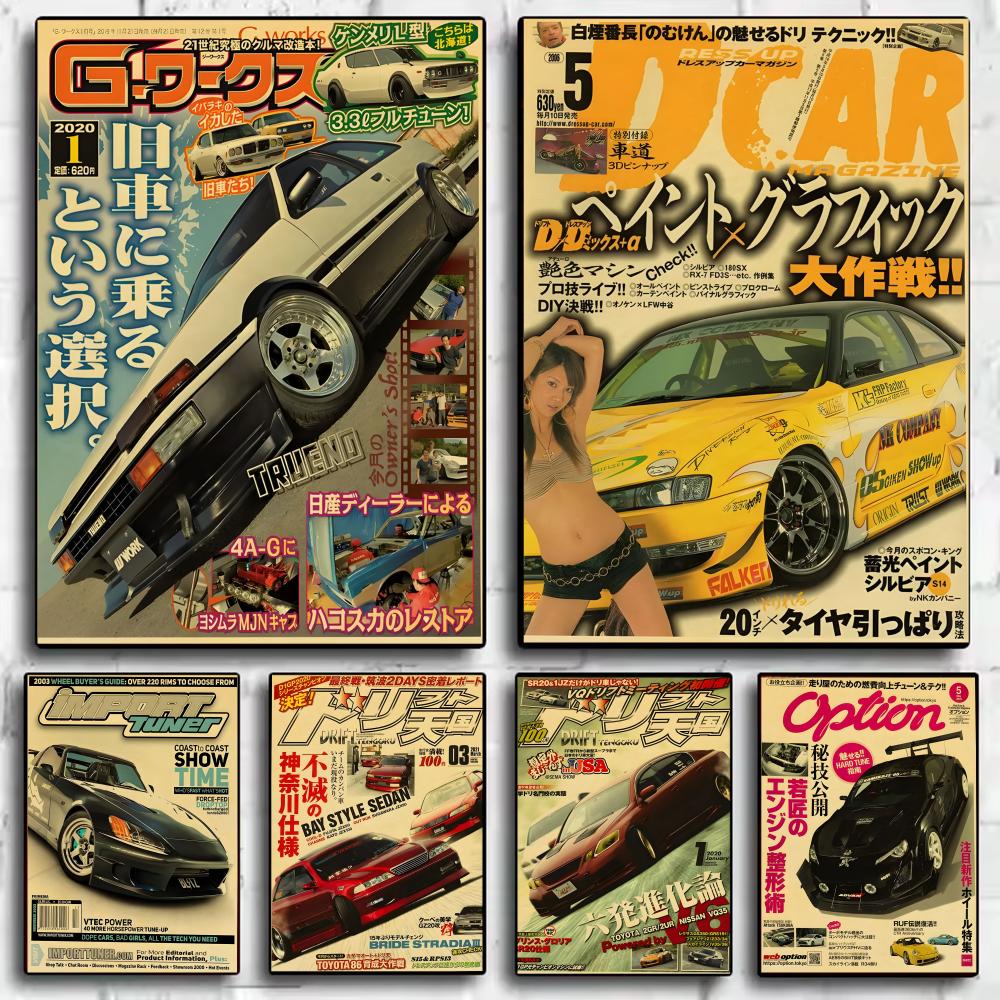 Lighting Mcqueen Bedroom Decor - Retro Japanese cars J-JDM Poster Stickers
