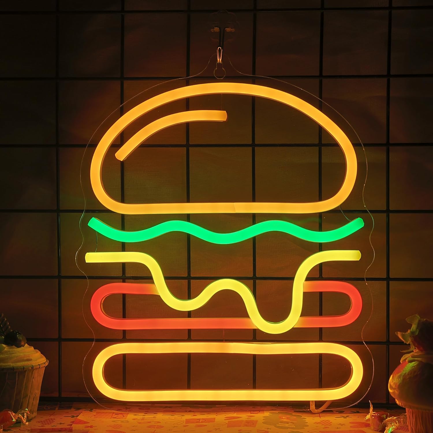 Burger Neon Sign with Layered  - đánh giá và giá Lighting Decoration Ideas For Home