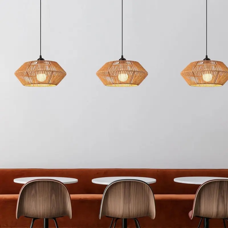 Boho Rattan Woven Pendant Ligh - đánh giá và giá Geometric Lamp Shade