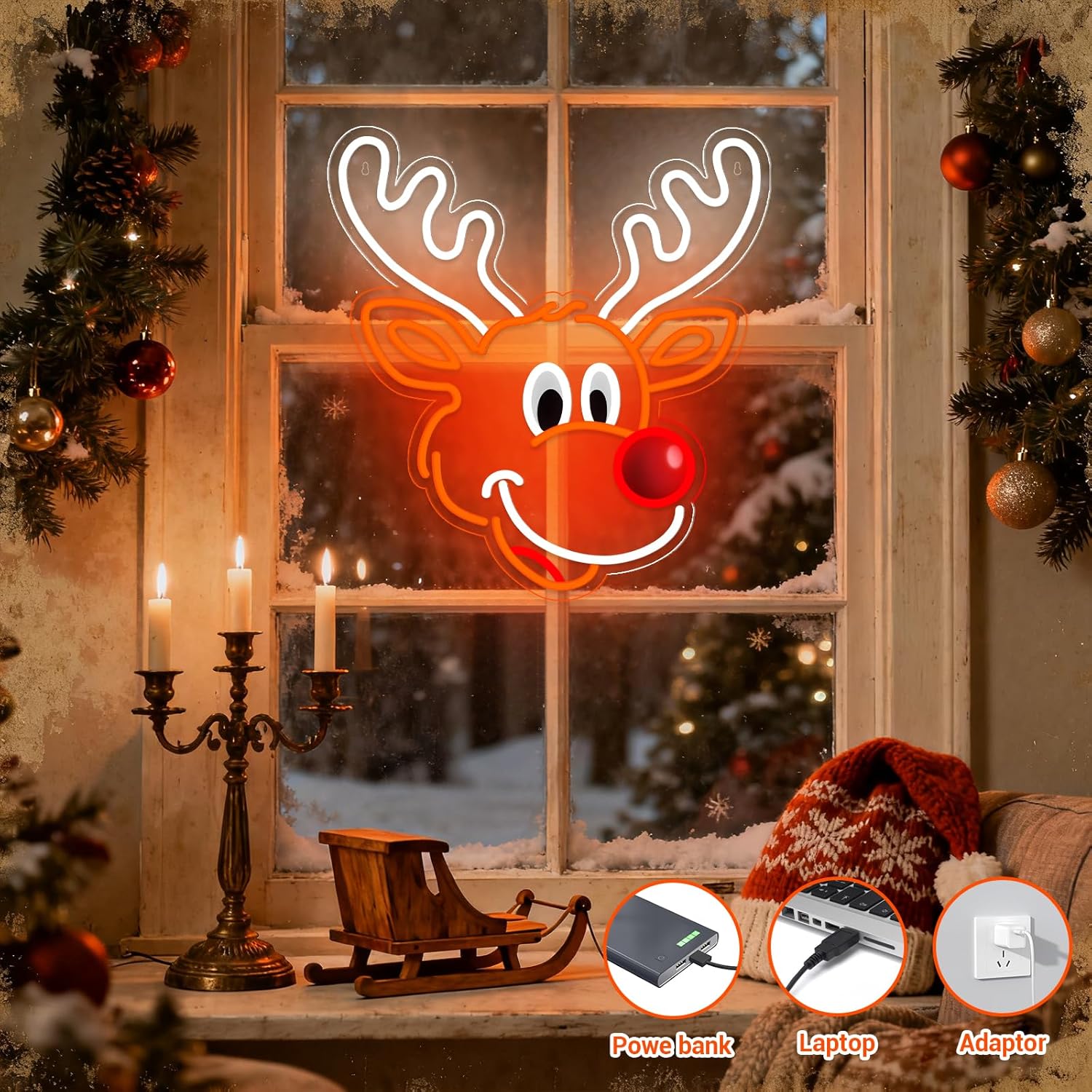 Cute Christmas Reindeer Neon S - đánh giá và giá Lighting Decoration Ideas For Home